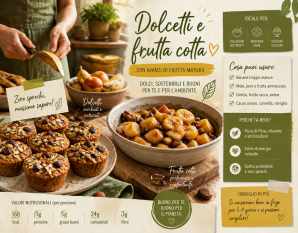 Dolcetti e frutta cotta preparati con avanzi di frutta matura